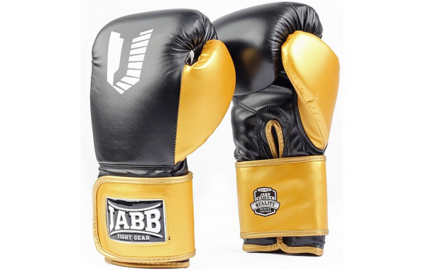 Перчатки боксерские (иск.кожа) 14ун Jabb JE-4081/US Ring черный\золото 600_380
