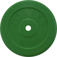 Диск обрезиненный Torres 10 кг PL504110, D25 мм, зеленый