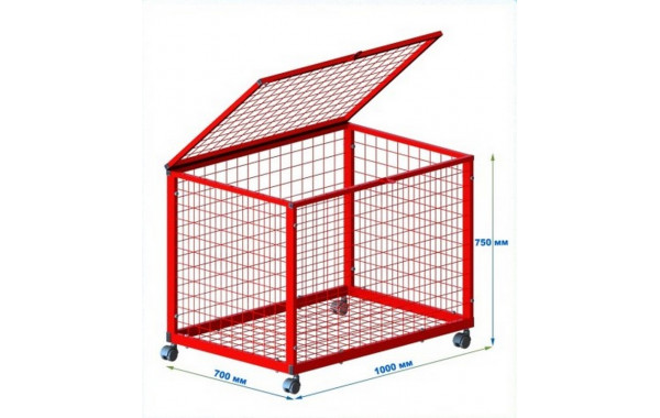 Контейнер сетчатый с крышкой разборный для мячей (цвет красный) Dinamika 600_380