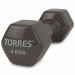 Гантель 4 кг Torres металл в виниловой оболочке, форма шестигранник PL522206 темно-серый 75_75