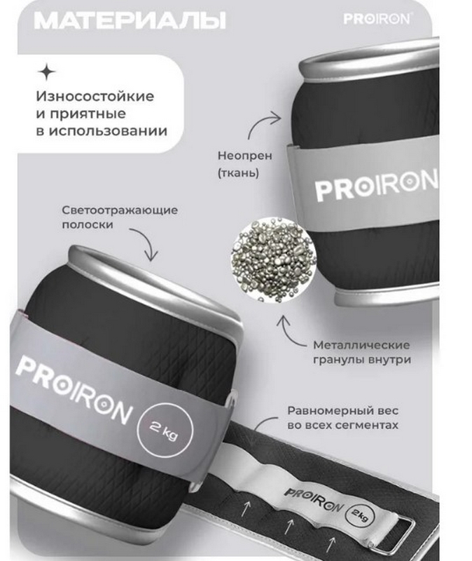 Утяжелители для рук и ног, 2шт по 2кг PROIRON УТ220 674_800