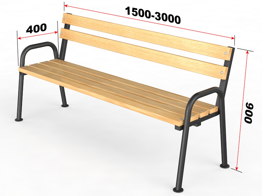Уличная скамейка со спинкой Стандарт, длина 1500 мм Glav 14.6.3000-1500 1067_800