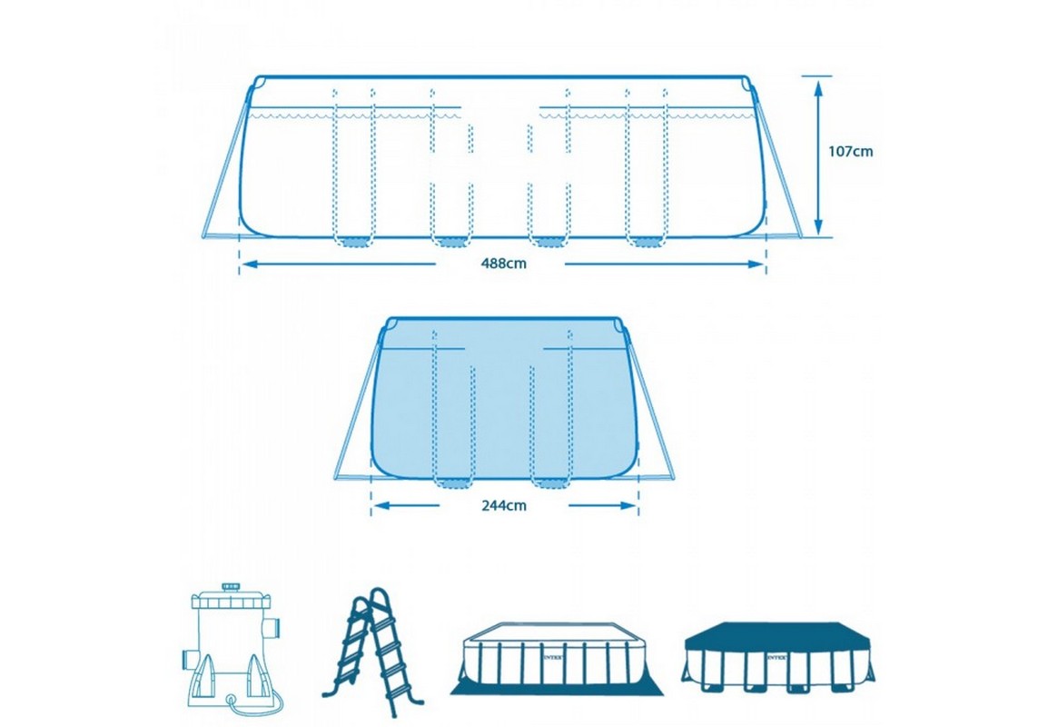 Каркасный бассейн прямоугольный 488х244х107cм Intex Prism Frame 26792 1143_800