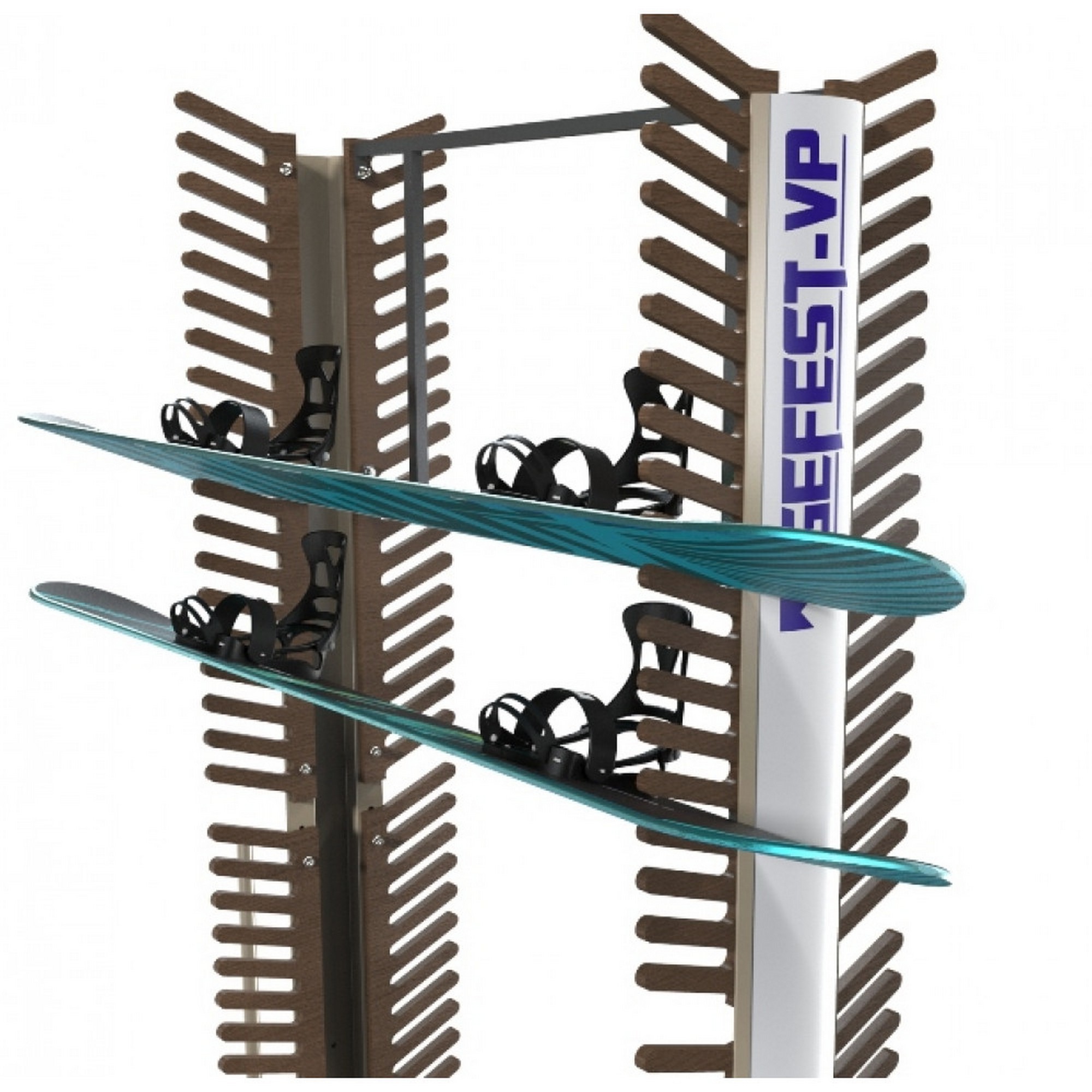 Стеллаж Премиум СП-3 для сноубордов, двухсторонний 219х215х90см Gefest SP32-76 2000_2000