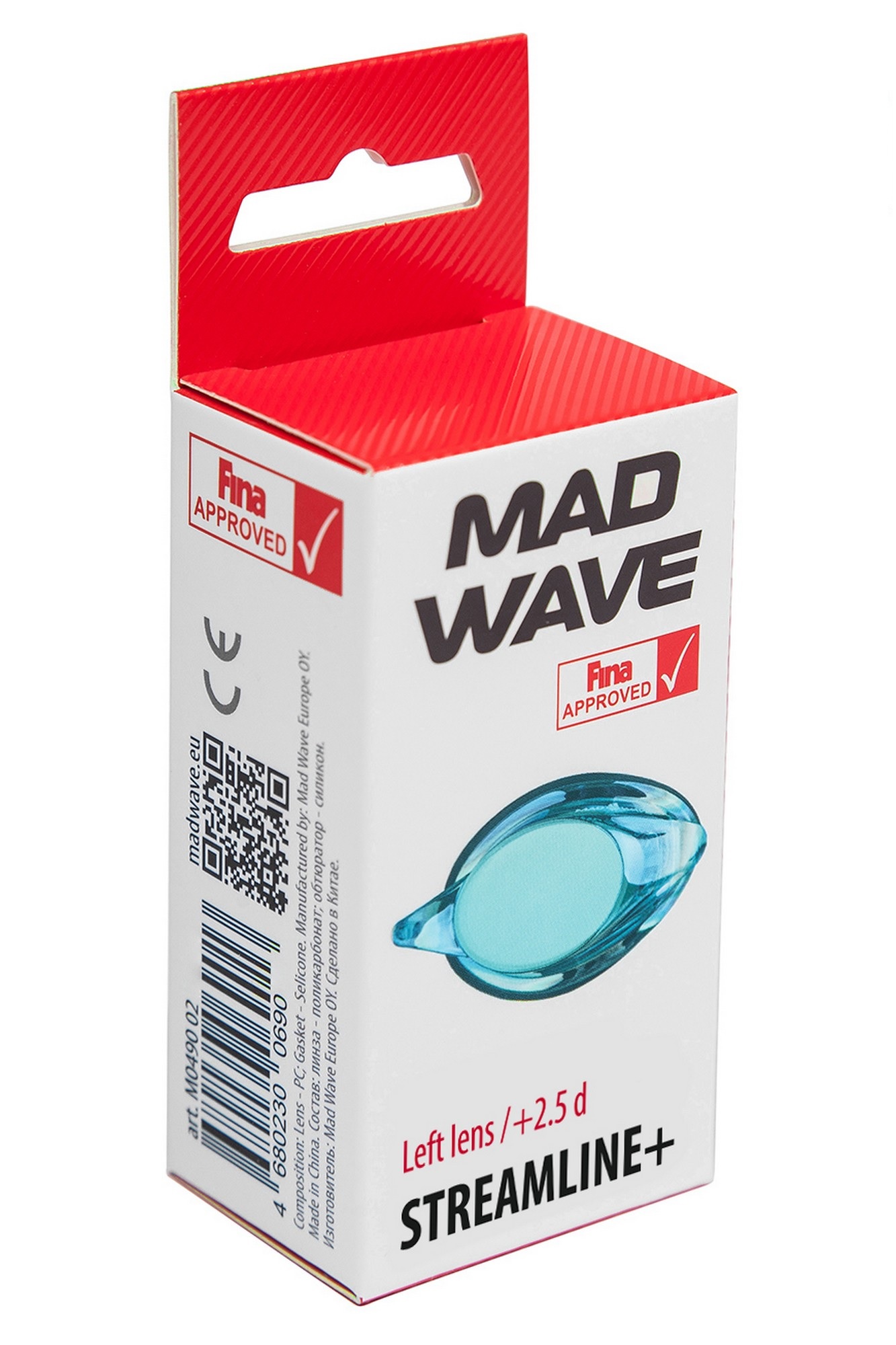 Линза с диоптриями для плавательных очков Mad Wave Streamline + left M0490 01 B L8W +1,0 1333_2000