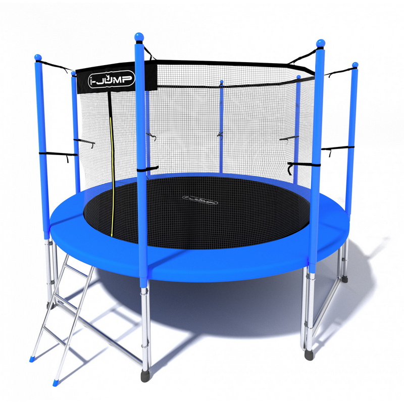 Батут i-Jump Classic 10FT 306 см с нижней сетью и лестницей синий 800_800