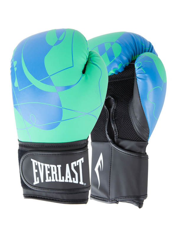 Перчатки тренировочные 14oz Everlast Spark P00002804 синий\зеленый 600_800