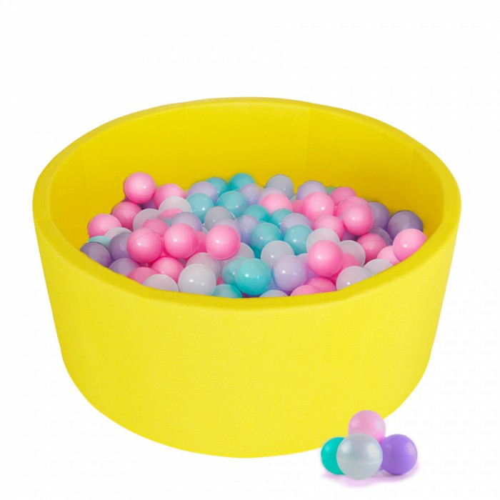 Детский сухой бассейн Kampfer Pretty Bubble (Желтый + 200 шаров розовый/мятный/жемчужный/сиреневый) 700_700