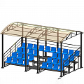 Трибуна для зрителей 4 ряда на 34 места с навесом и перилами Spektr Sport 120_120